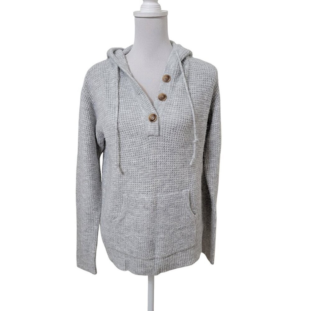 mia + tess Size M Gray Pullover Hoodie Sweater with Kangaroo Pocket, Gently Used